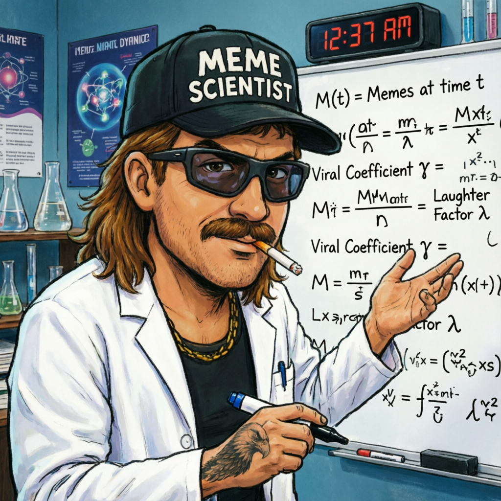 Jeff as the meme scientist explaining tokenomics
